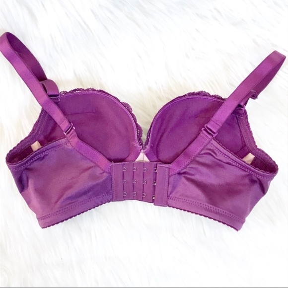 Sexy Romantic push-up purple lace pearl bow set - Picture 3 of 8